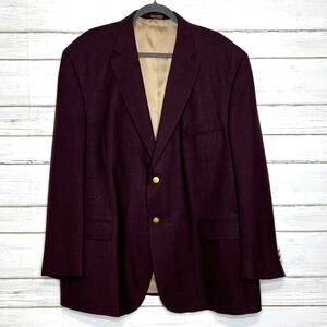 Stafford Blazer Suit Coat Jacket Wool Blend Eggplant Size 50